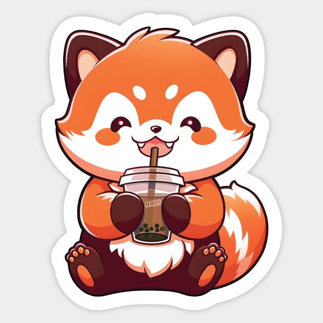 Red panda - Boba tea design Sticker by Jayaarc